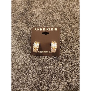 Anne Klein Clip Earrings Twisted Gold and Silver